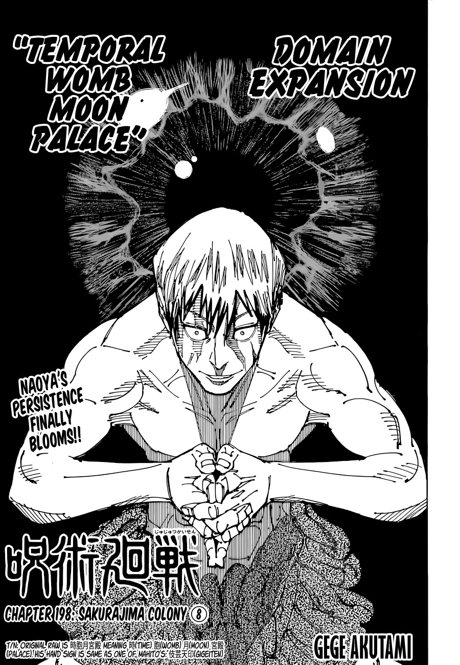 Jujutsu Kaisen, Chapter 198 Sakurajima Colony ⑧ image 01